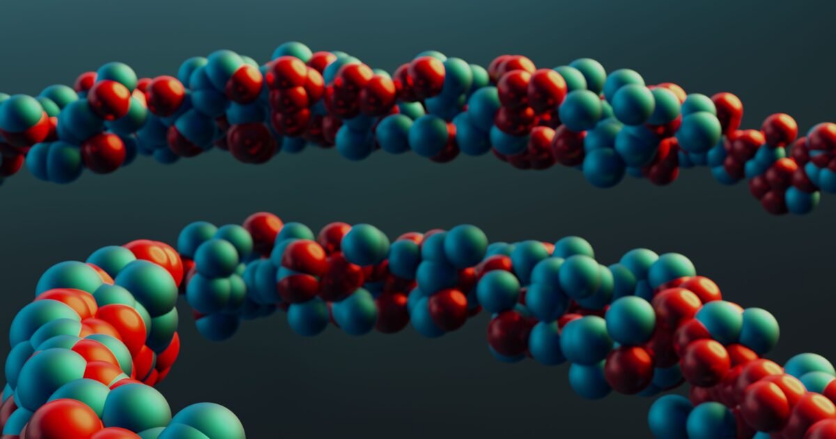 Vibrant closeup of a colorful molecular model illustrating abstract scientific concepts.