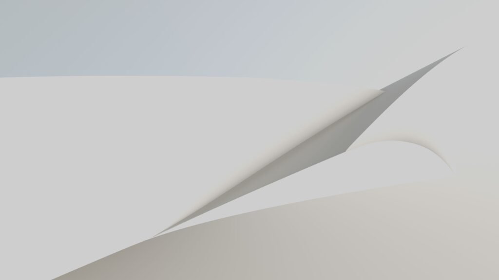 A minimalist abstract design with white and subtle shades resembling folded paper.