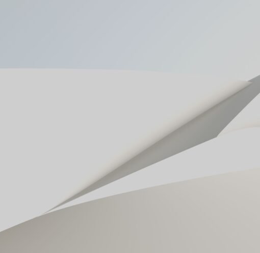 A minimalist abstract design with white and subtle shades resembling folded paper.